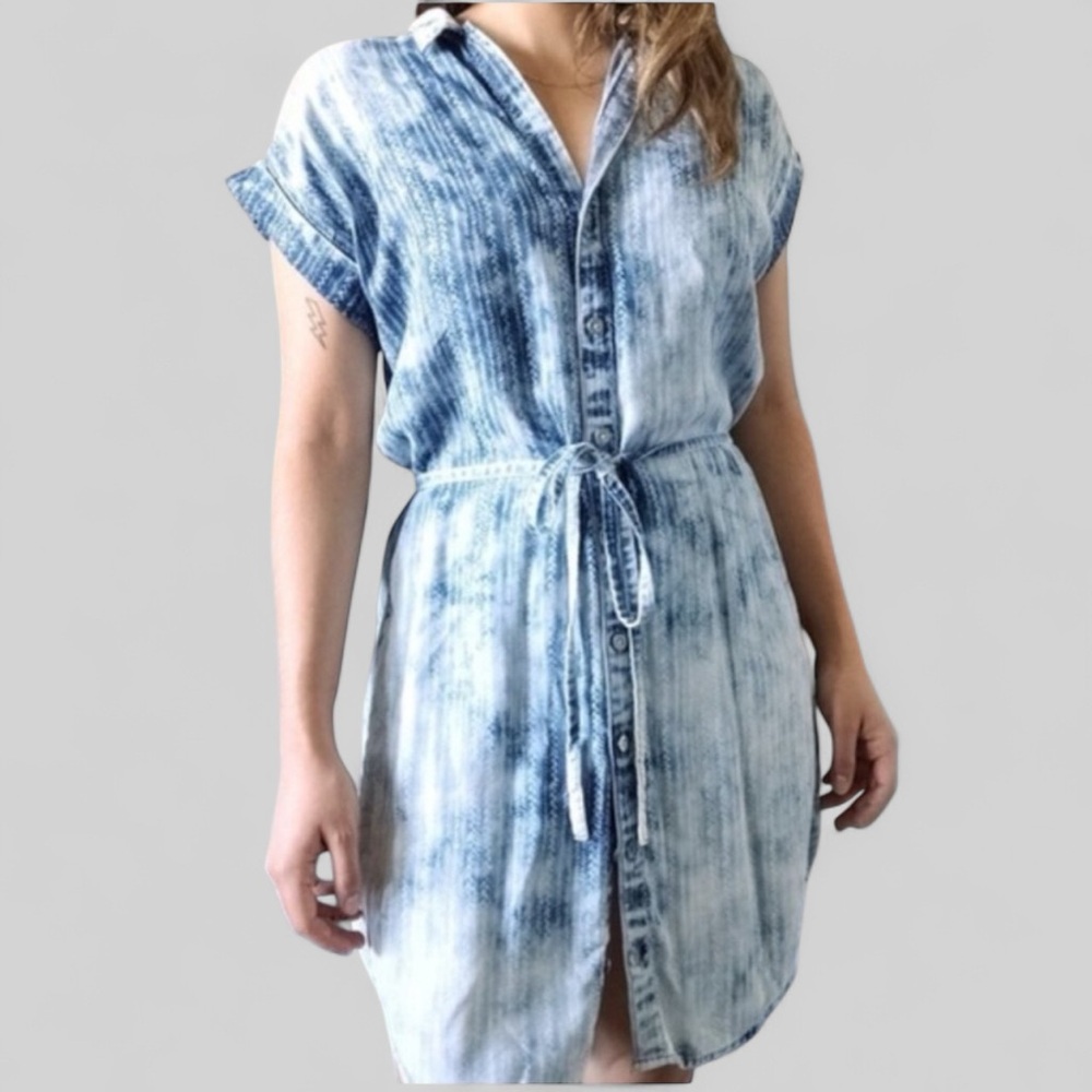 Cloth & Stone Chambray Acid Wash Shirt Dress | Size XS | Excellent Condition